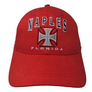 Naples Florida Strapback Hat Red OSFA Adjustable Embroidered Bio-Domes W/Tags